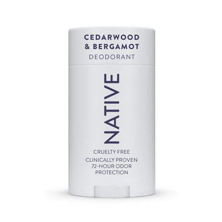Native Aluminum Free Deodorant For Men, 72 Hour Solid Deodorant Stick, Cedarwood & Bergamot, 3.1oz