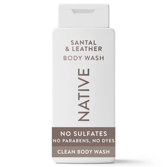 Native Body Wash for Women & Men, Sulfate Free, Santal & Leather, 18 fl oz