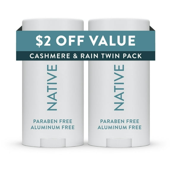 Native Twin Pack Cashmere & Rain Deodorant, 2 Count, 2.3 oz