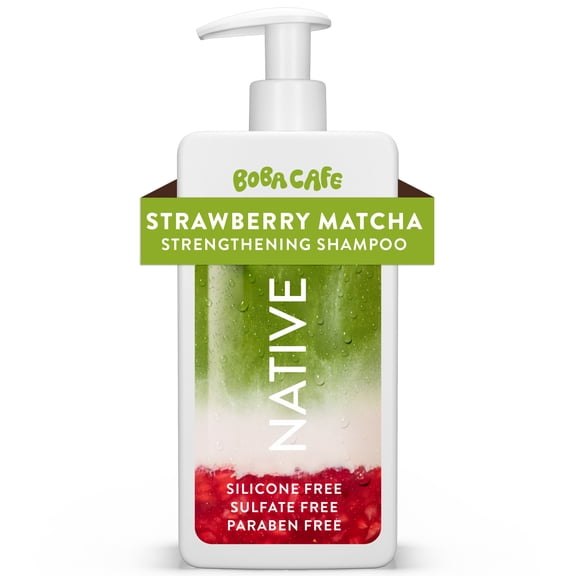 Native Strengthening Shampoo, Limited Edition Strawberry Matcha, Sulfate Free Shampoo for Women and Men, Boba Café, 16.5 fl oz