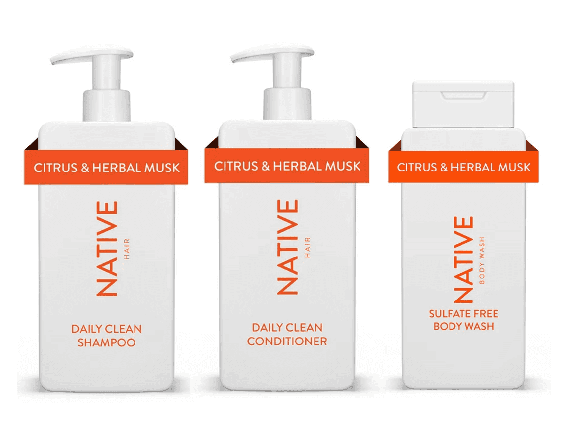 Native Daily Clean Shampoo, Conditioner, & Body Wash Set, Citrus