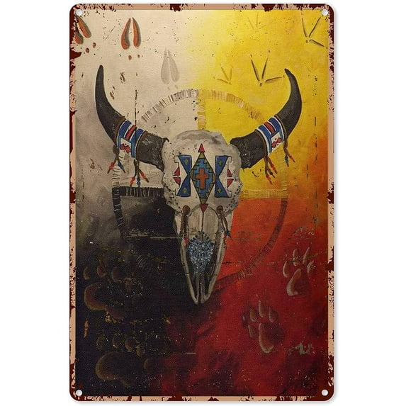 Native Decorations for Home Native American Medicine Wheel Native American Soul Tin Sign Decoration Vintage Chic Metal Poster Wall Decor Art Gift for Home Party Outdoor 16x12 Inch