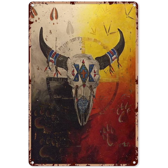 Native Decorations for Home Native American Medicine Wheel Native American Soul Tin Sign Decoration Vintage Chic Metal Poster Wall Decor Art Gift for Home Party Outdoor 16x12 Inch