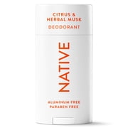 Native Deodorant, Aluminum Free, Citrus & Herbal Musk, Deodorant for Men and Women, 2.65 oz