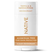 Native Deodorant, Aluminum Free for Women and Men, Vanilla & Sandalwood Scent, 2.65 oz