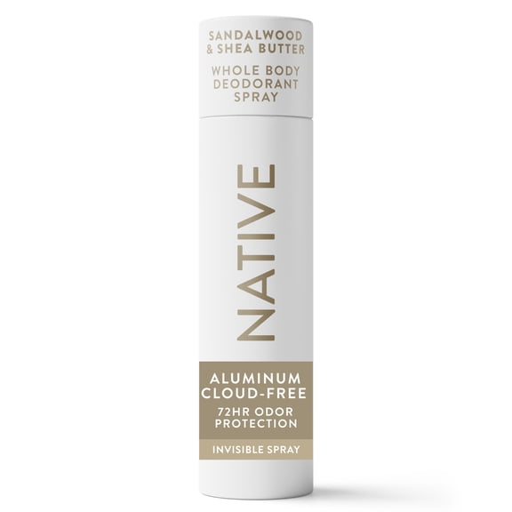 Native Whole Body Deodorant Spray For Men, 72 Hour Aluminum Free Deodorant Spray, Sandalwood & Shea Butter, 3.5 fl oz