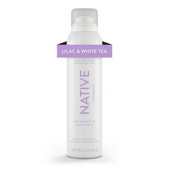 Native Deodorant and Body Spray, Lilac & White Tea, Aluminum-Free, for Women and Men, 3.5 oz