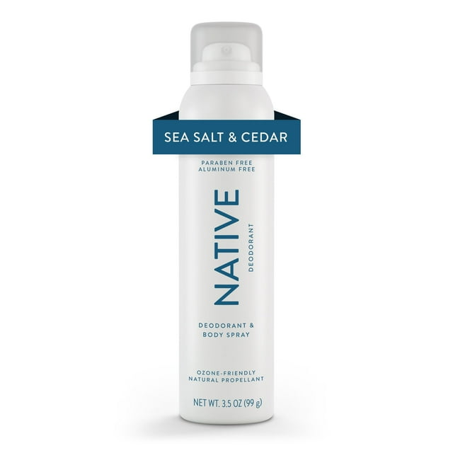 Native Deodorant and Body Spray, Sea Salt & Cedar, AluminumFree, for