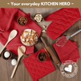 thumbnail image 1 of Native Fab 100% Cotton Kitchen Linen Set of 10, Towels and Dishcloths, Heat Resistant Oven Mitts and Potholders, Super Absorbent & Machine Washable, Red, 1 of 2