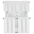 thumbnail image 1 of Native Fab 100% Cotton Kitchen Window Curtain Tiers Valance Set - Rod Pocket Style 3 Piece - White, 1 of 7