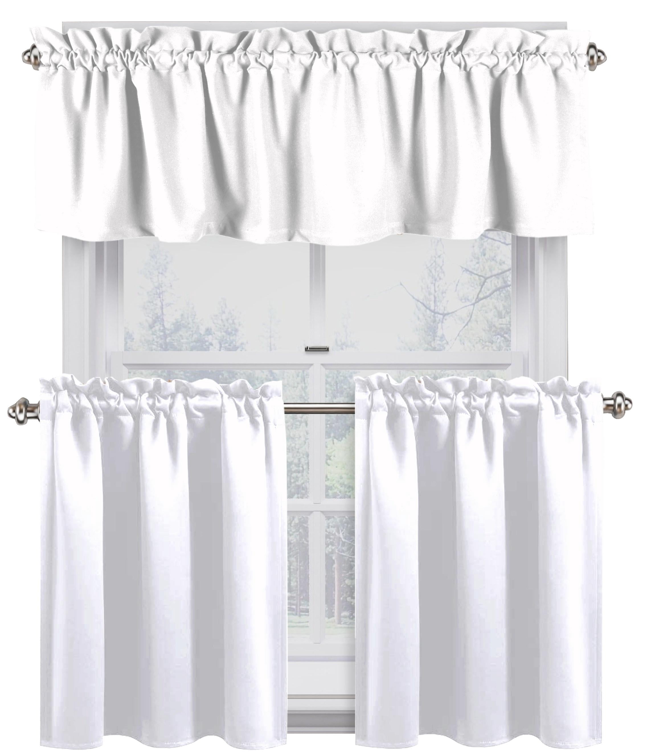 Native Fab 100% Cotton Kitchen Window Curtain Tiers Valance Set - Rod ...