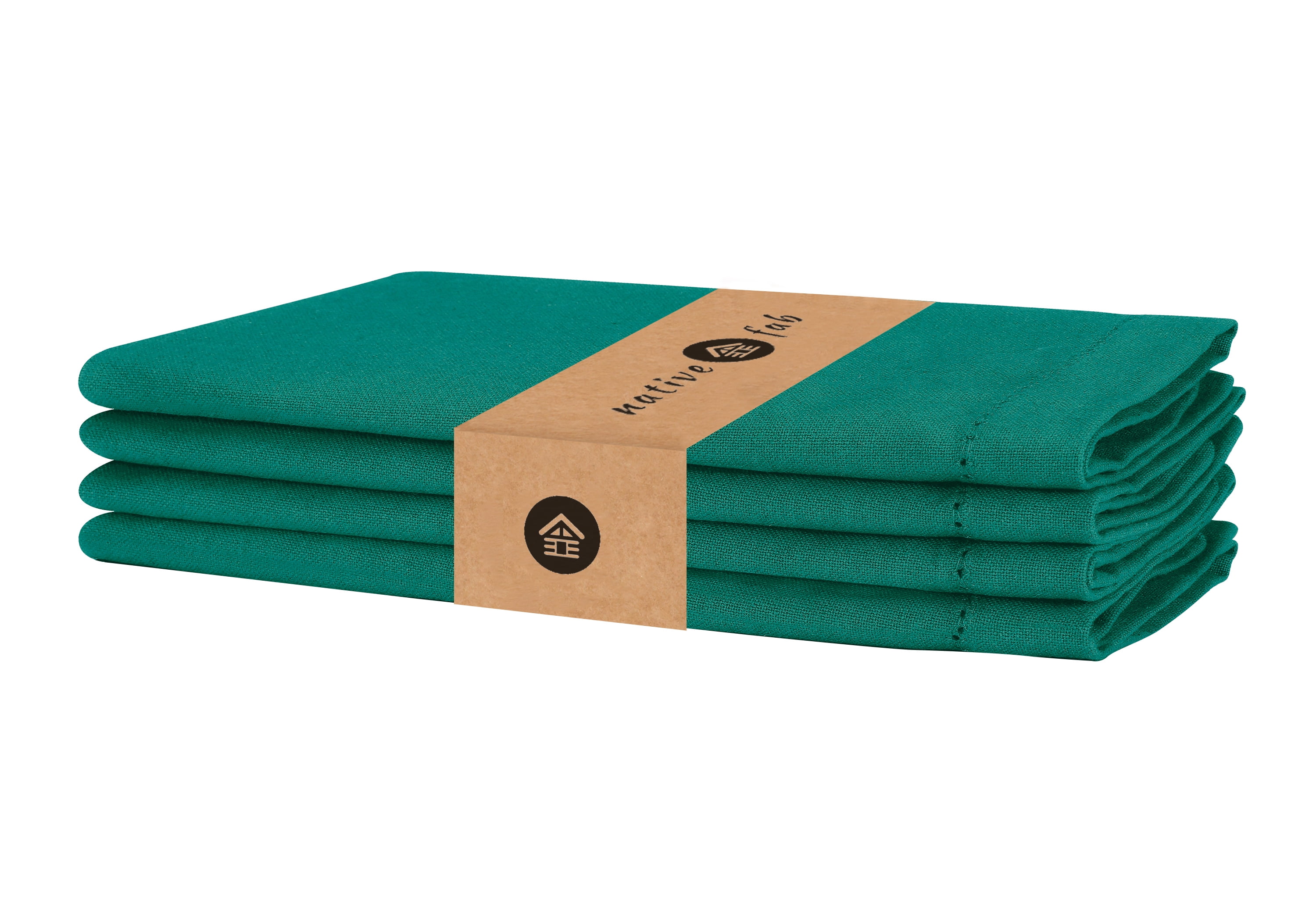 Native Fab 4 Pack Hemstitch Dinner Cloth Napkins 100% Cotton Reusable - 18"x18" - Royal Green ...