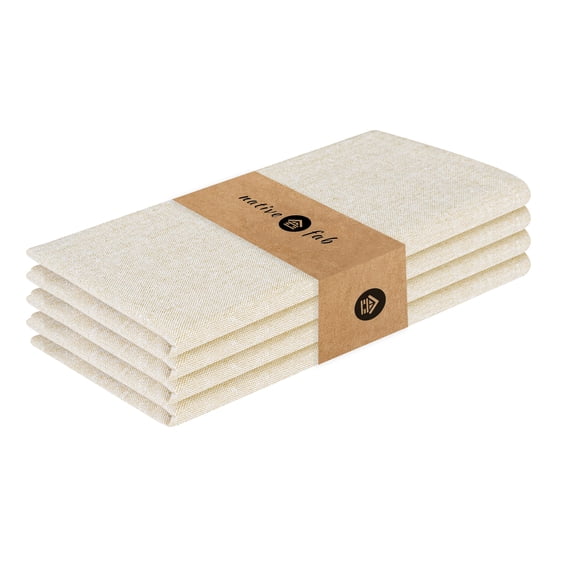 Native Fab Chambray Table Dinner Cloth Napkin Reusable Cotton 17"x17" Set of 4 - Beige
