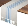 thumbnail image 1 of Native Fab Dining Stripe Table Runner with Tassels 100% Cotton, 14"x108", Sky Blue, 1 of 5
