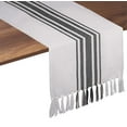 thumbnail image 1 of Native Fab Dining Stripe Table Runner with Tassels 100% Cotton, 14"x90", Gray White, 1 of 6