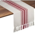thumbnail image 1 of Native Fab Ellora Stripe Table Runner with Fringes, 14x72 Red White, 1 of 6