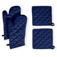 thumbnail image 1 of Native Fab Oven Mitts & Potholders Set, Heat Resistant, 100% Cotton, Quilted Design, Non-Slip Grip, Ideal for Baking, Cooking, BBQ, Kitchen Protection - Ink Blue, 1 of 6