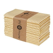 Native Fab Reusable Yellow Beige Stripe Dinner Cloth Napkin Set of 12 Cotton 18x18