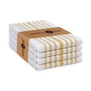Native Fab Scandia Stripe Kitchen Towel - Absorbent Cotton Dishcloths 16"x26" - Set of 4 - Yellow