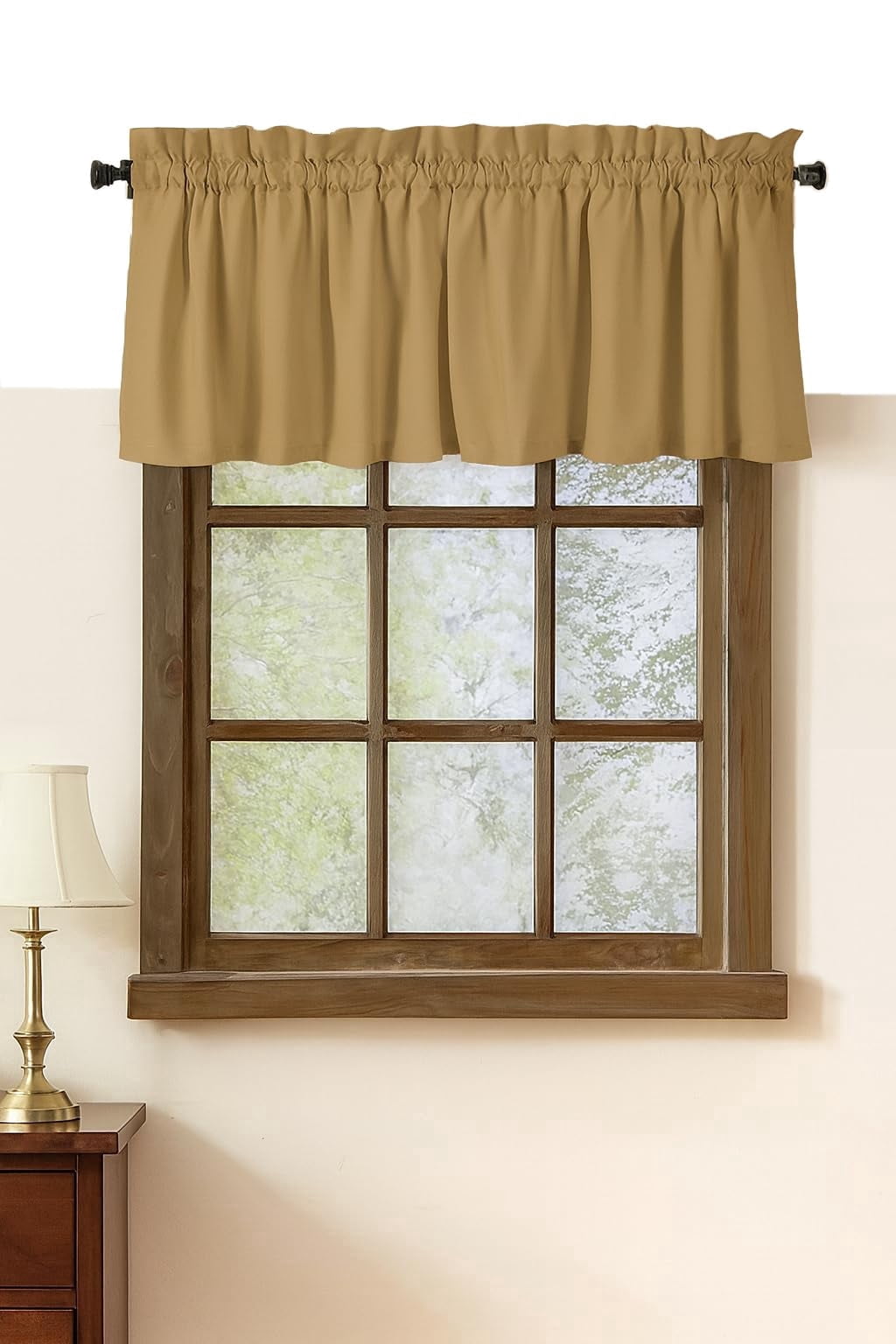 Native Fab Set of 2 Valance Curtains for Windows 54"x18" for Living Room Bedroom Kitchen Windows Bathroom, Farmhouse Vintage Curtain Valances Rod Pocket - Beige Natural