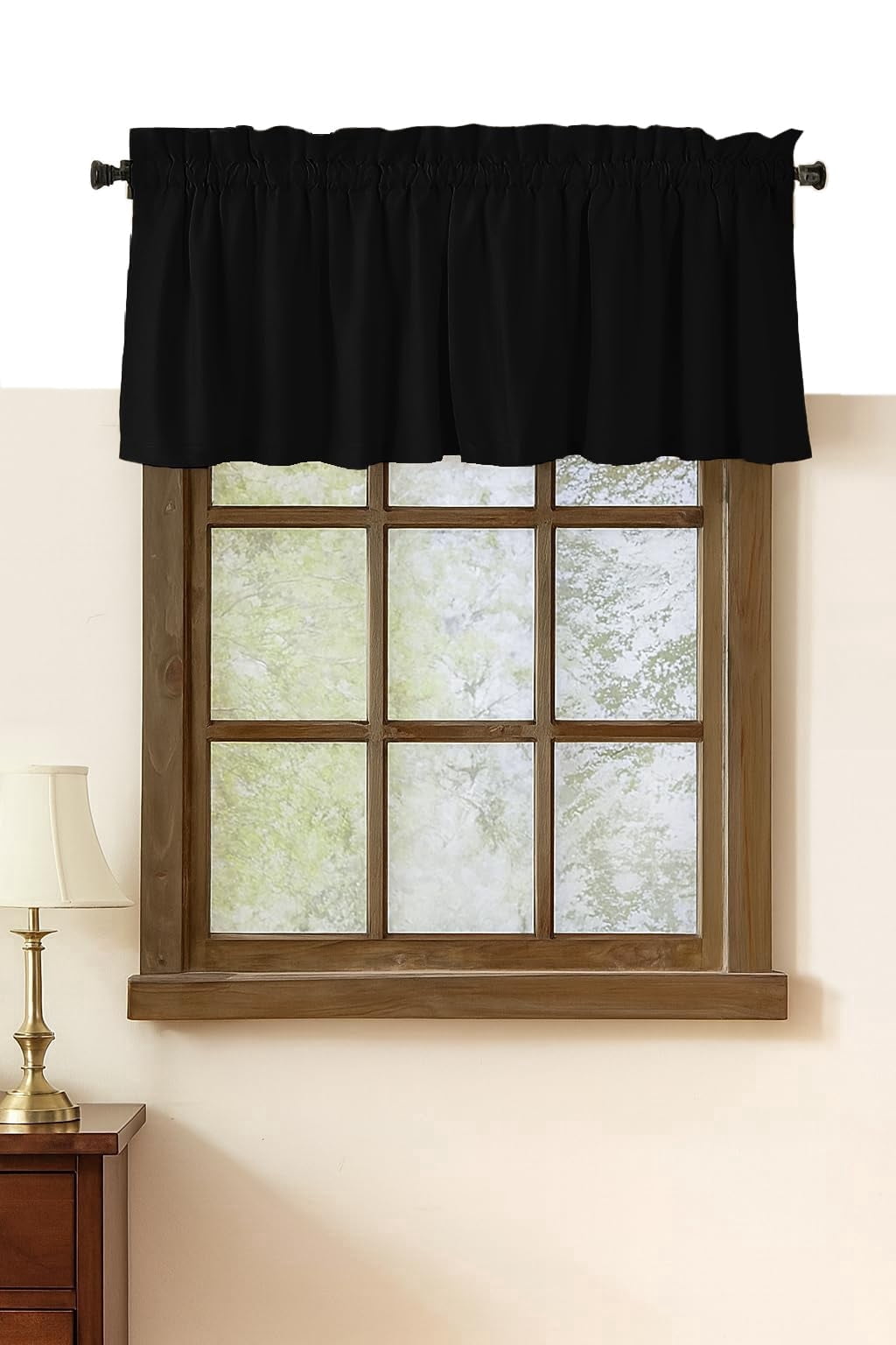 Native Fab Set of 2 Valance Curtains for Windows 54"x18" for Living Room Bedroom Kitchen Windows Bathroom, Farmhouse Vintage Curtain Valances Rod Pocket - Black