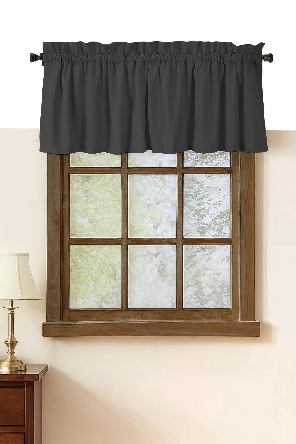Native Fab Set of 2 Valance Curtains for Windows 54"x18" for Living Room Bedroom Kitchen Windows Bathroom, Farmhouse Vintage Curtain Valances Rod Pocket - Grey