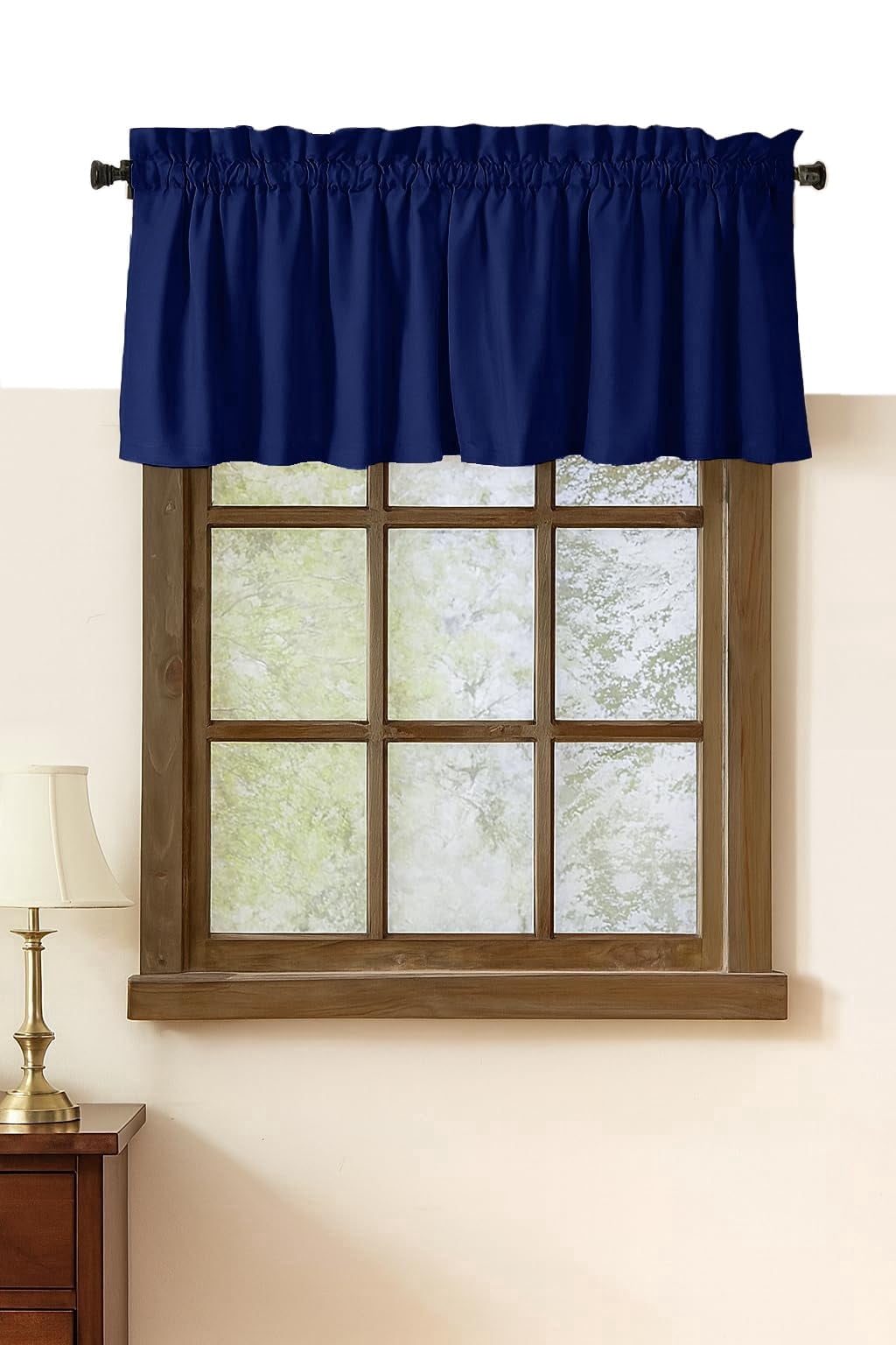 Native Fab Set of 2 Valance Curtains for Windows 54"x18" for Living Room Bedroom Kitchen Windows Bathroom, Farmhouse Vintage Curtain Valances Rod Pocket - Ink Blue