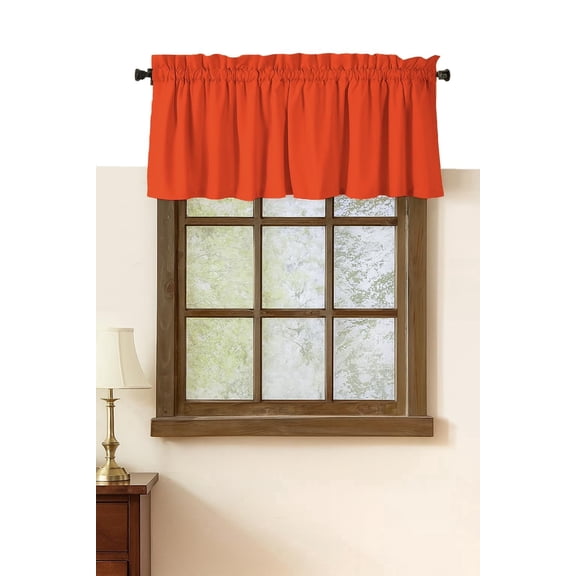 Native Fab Set of 2 Valance Curtains for Windows 54"x18" for Living Room Bedroom Kitchen Windows Bathroom, Farmhouse Vintage Curtain Valances Rod Pocket - Orange