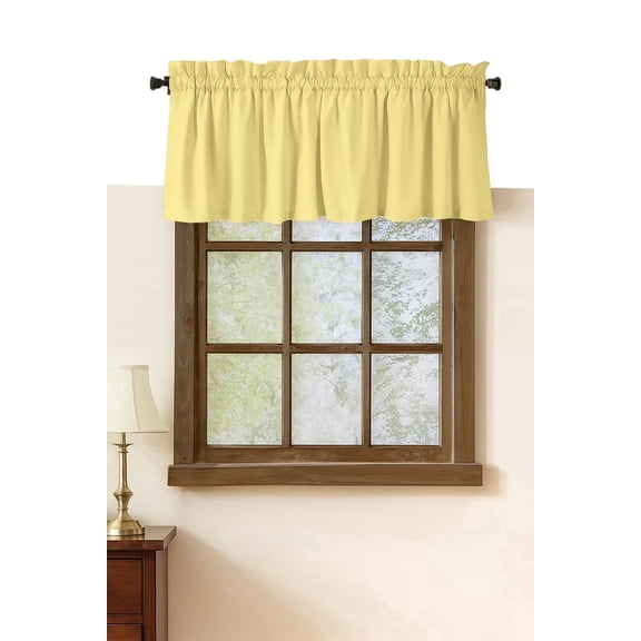 Native Fab Set of 2 Valance Curtains for Windows 54"x18" for Living Room Bedroom Kitchen Windows Bathroom, Farmhouse Vintage Curtain Valances Rod Pocket - Pale Yellow