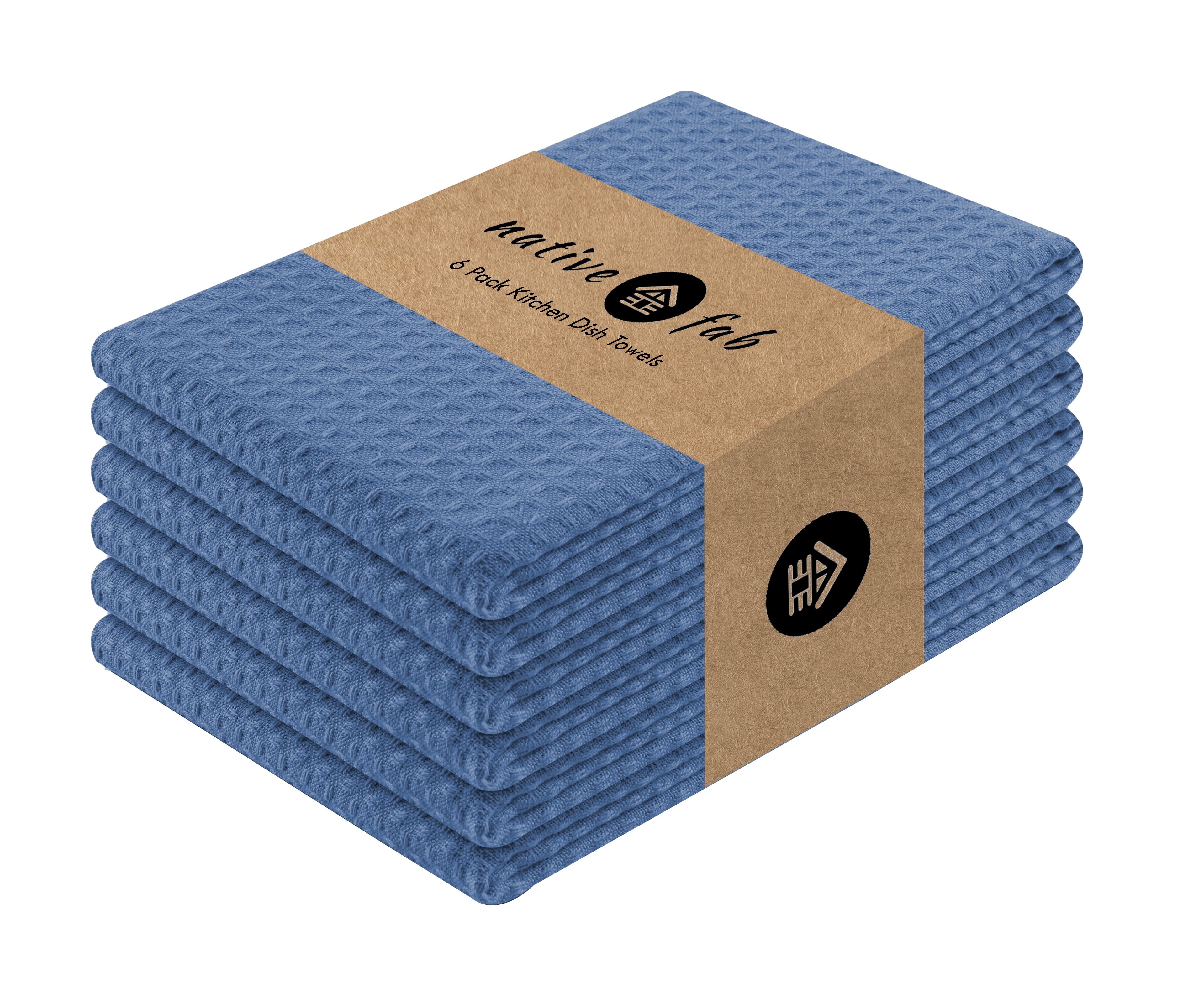 Native Fab 12-Pack Cotton Dish Cloths - 12x12 Inch, Absorbent Waffle Weave, Kitchen & Cleaning Towels, Grey