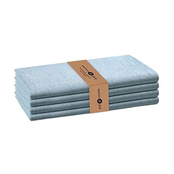Native Fab Solid Cloth Napkin Set of 4, 100% Chambray Cotton, Washable, Reusable Dinner Cloth Napkin 17x17 inches, Table Decor Napkins for Dinner, Events, Brown