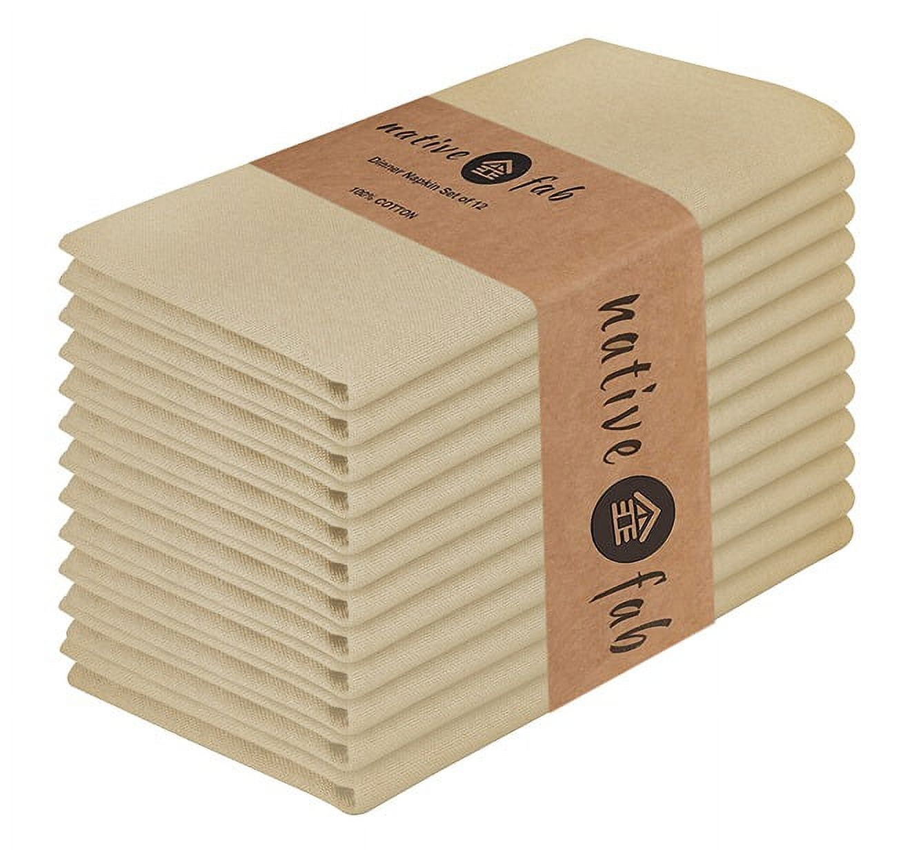 Native Fab Soft Cotton Dining Napkins, Reusable Fabric Cloth, Set of 12