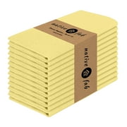 Native Fab Table Dinner Napkin Set of 12, Soft Cotton Reusable Fabric Cloth Napkins, 17x17 inches - Sandal Yellow