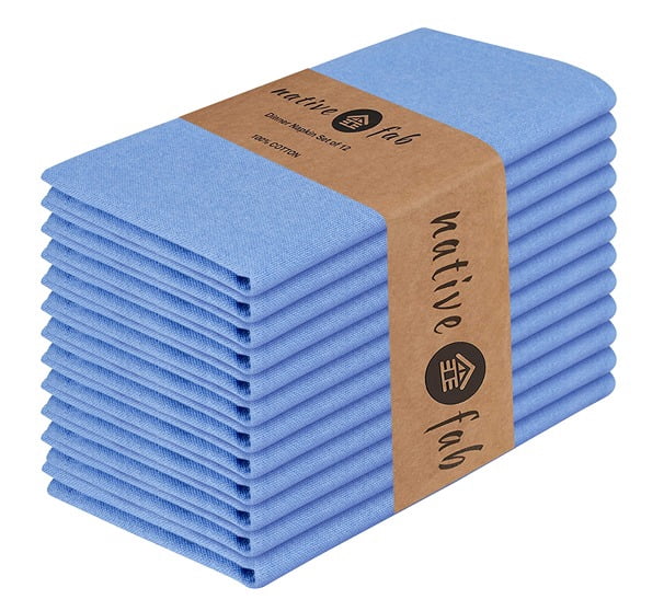 Native Fab Check Cloth Napkins - Set Of 4, 100% Cotton 16x16 Inch, Burgundy/Yellow/Rust/Green