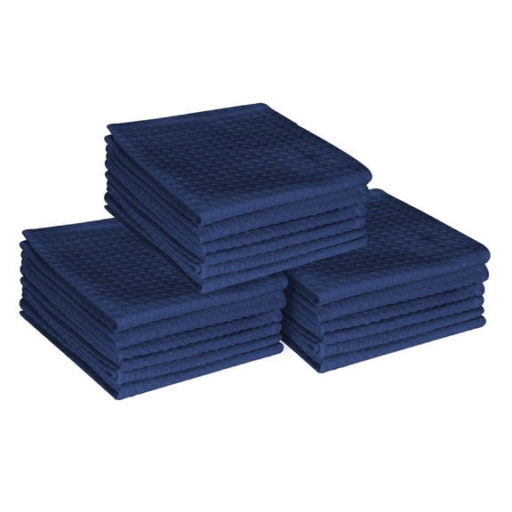 Native Fab Waffle Dishcloths, Set of 18, Cotton, 12x12 Navy Blue