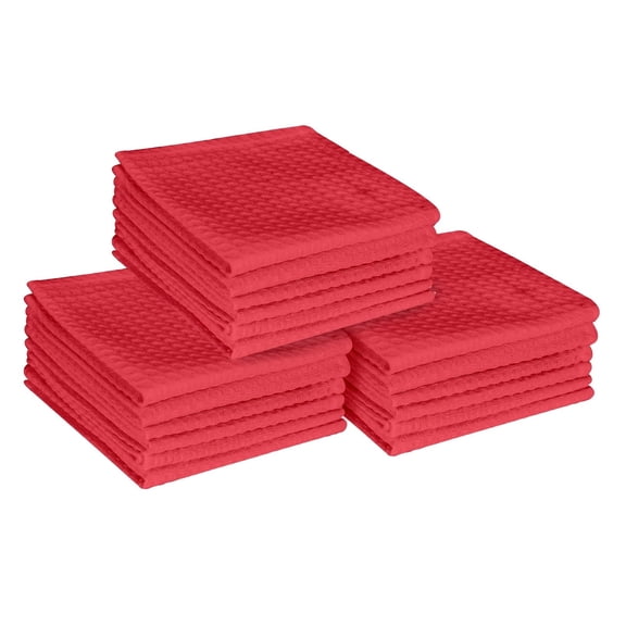 Native Fab Waffle Dishcloths, Set of 18, Cotton, 12x12 Red