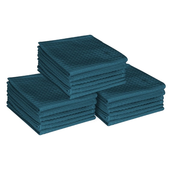 Native Fab Waffle Dishcloths, Set of 18, Cotton, 12x12 Teal Green