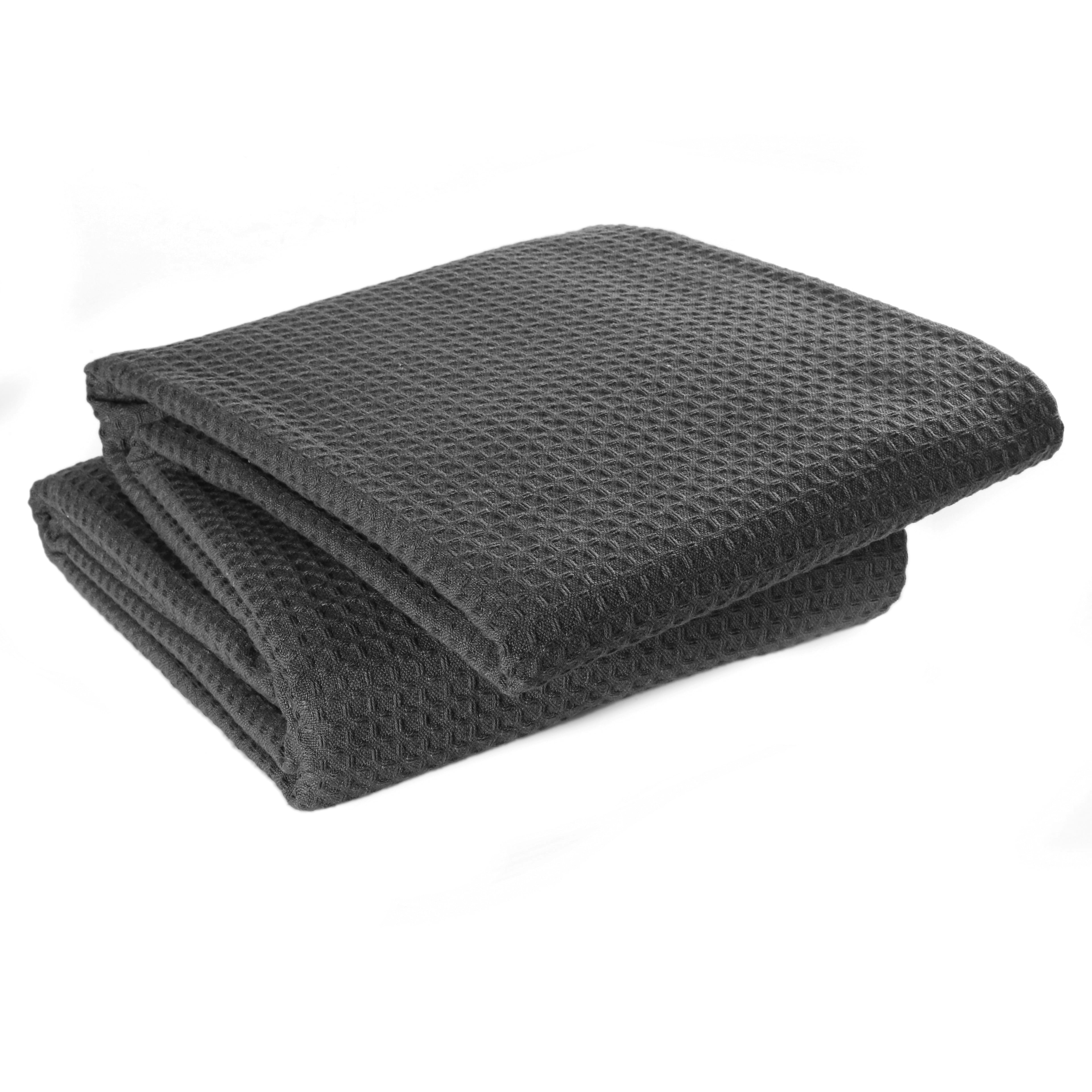 Charcoal Grey Waffle Weave 100% Cotton Queen Throw Blanket