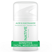 Native Facial Moisturizer for Sensitive Skin with Aloe and Niacinamide, Unscented, 1.7 oz