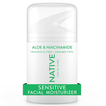 Native Facial Moisturizer for Sensitive Skin with Aloe and Niacinamide, Unscented, 1.7 oz