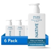6 pack Native Full & Thick 2 in 1 Mens Shampoo and Conditioner, Sea Salt & Cedar, 16.5 fl oz