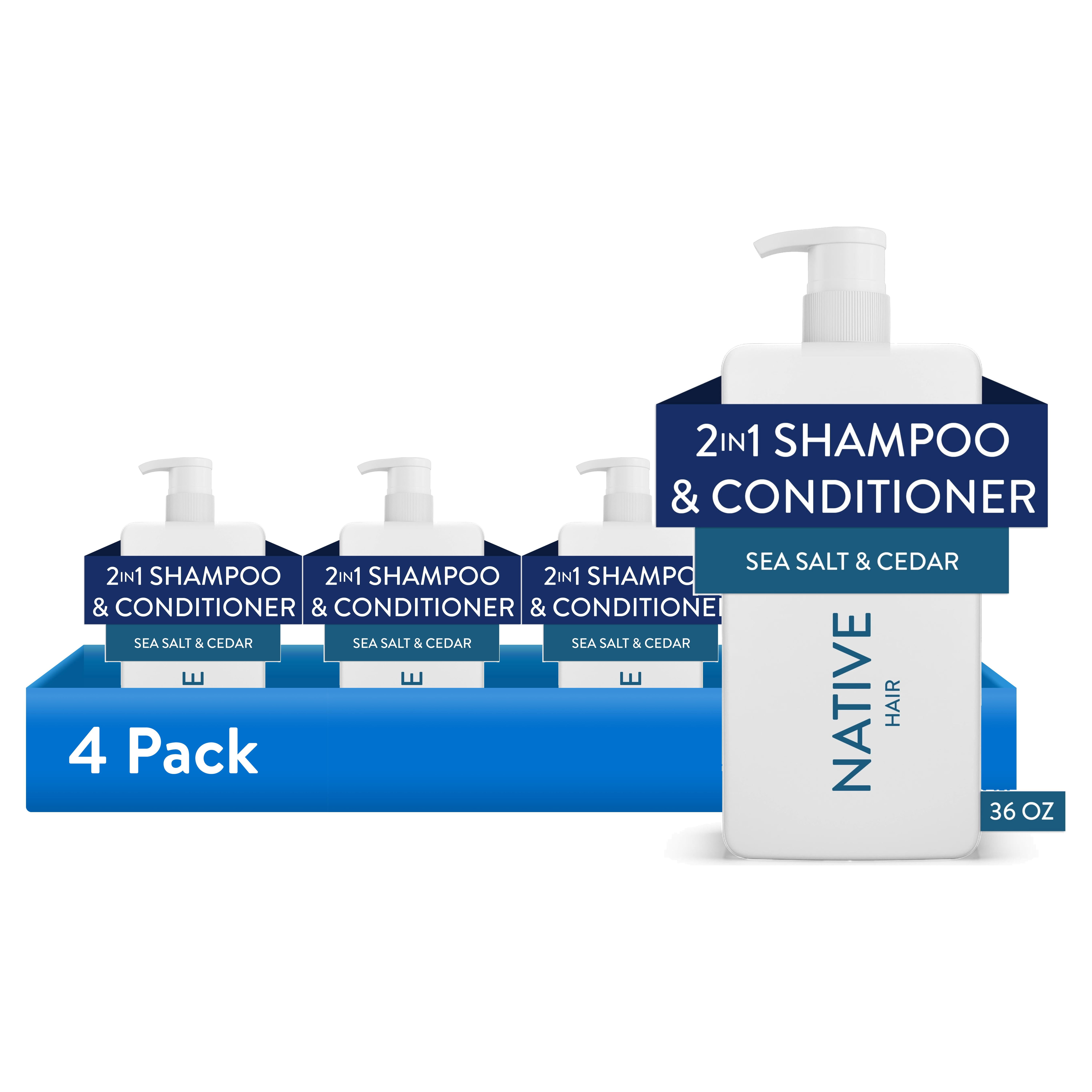 (4 pack) Native Full and Thick 2-in-1 Shampoo and Conditioner Sea Salt and Cedar 36 fl oz