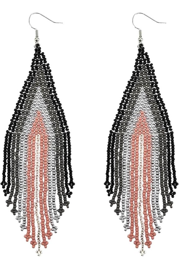 Native Gradient Long Big Large Chandelier Beaded Dangle Earrings for Women[a2745]
