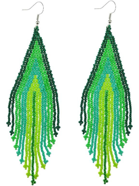 Native Gradient Long Big Large Chandelier Beaded Dangle Earrings for Women[z8943]