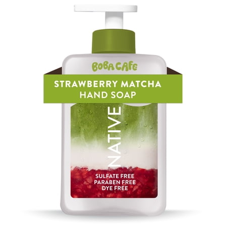Native Liquid Hand Soap, Limited Edition Strawberry Matcha, Sulfate Free Hand Soap, Boba Café, 13 fl oz