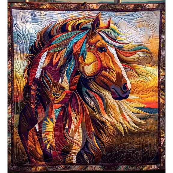 Native Horse Strenght Quilted Blanket