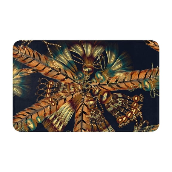 Native Indian Feathers Ethnic Tassles Front Door Mat Doormat Non Slip Bath Mats 20x31.5 Inch Bathroom Rug Entryway Carpet