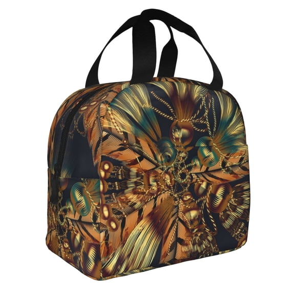 Native Indian Feathers Ethnic Tassles Reusable Lunch Bag Insulated Meal Tote Box Thermal Cooler Handbag Food Container For Work Travel Picnic