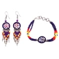 thumbnail image 1 of Native Inspired Dream Catcher Long Seed Beaded Metal Dangle Earrings with Matching Multi Strand Bracelet Jewelry Set - Womens Fashion Handmade Boho Accessories, 1 of 1