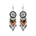 thumbnail image 1 of Native Inspired Dream Catcher Long Seed Beaded Metal Dangle Earrings - Womens Fashion Handmade Jewelry Boho Accessories, 1 of 3
